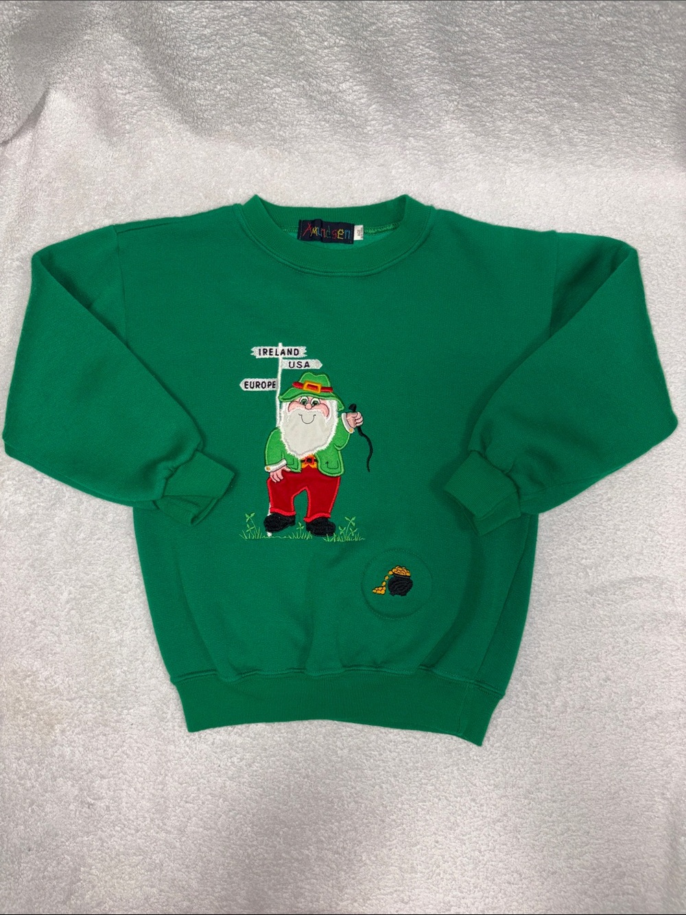 Amundgen Kids Green Leprechaun Sweatshirt - St. Patrick's Day Pullover 6/7